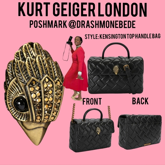 Kurt Geiger (NWT) Kensington Top Handle Bag or Crossbody I Leather & Chain Strap - Picture 1 of 10